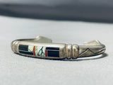Thicker Important Vintage Native American Navajo Turquoise Sterling Silver Inlay Bracelet-Nativo Arts