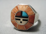 Important Vintage Native American Zuni Don Dewa Turquoise Sterling Silver Ring Old-Nativo Arts