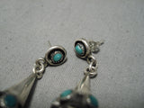 Extremely Rare Vintage Native American Navajo Snake Eyes Turquoise Sterling Silver Cone Earrings-Nativo Arts