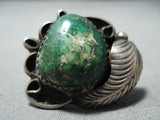 Amazing Vintage Native American Navajo Cerrillos Turquoise Sterling Silver Ring Old-Nativo Arts