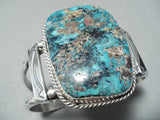 Monster Chunk Turquoise Vintage Native American Navajo Sterling Silver Bracelet-Nativo Arts