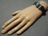 Very Rare Vintage Native American Navajo Sterling Silver Concho Leather Bracelet-Nativo Arts