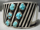 Native American Important Huge Heavy Vintage Zuni Turquoise Sterling Silver Inlay Bracelet-Nativo Arts