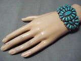 Magnificent Vintage Native American Navajo Turquoise Sterling Silver Bracelet Old-Nativo Arts