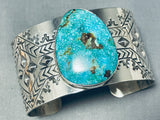 Extreme Detail Native American Turquoise Sterling Silver Bracelet-Nativo Arts