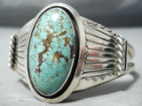 Incredible Vintage Native American Navajo #8 Turquoise Sterling Silver Bracelet Cuff-Nativo Arts