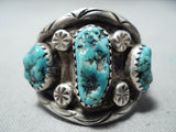 Tremendous Vintage Native American Navajo Kingman Turquoise Sterling Silver Ring-Nativo Arts