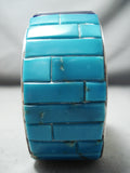 Large Wrist Vintage Native American Navajo Turquoise Inlay Sterling Silver Bracelet-Nativo Arts