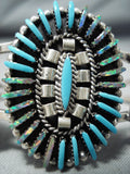 Eddy Cooyate Native American Zuni Turquoise Synthetic Opal Needlepoint Sterling Silver Bracelet-Nativo Arts