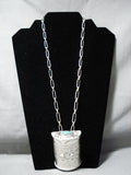 Incredible Native American Navajo Roystong Turquoise Sterling Silver Pillbox Necklace-Nativo Arts