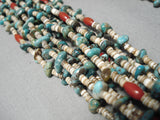 Important Navajo Rye Whitegoat Turquoise Coral Heishi Native American Necklace-Nativo Arts
