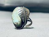 Very Intricate Matrix Vintage Native American Navajo Sterling Silver Leaf Ring Old-Nativo Arts