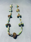 Very Rare Vintage Native American Navajo Chunky Royston Turquoise Sterling Silver Necklace-Nativo Arts