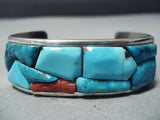 Native American One Of The Best Inlay Turquoise Sterling Silver Bracelet For Small Wrist!-Nativo Arts
