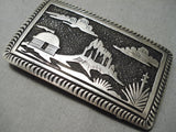 Rare New Mexico Shiprock Vintage Native American Navajo Thomas Singer Sterling Silver Buckle-Nativo Arts