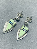 Fabulous Vintage Native American Navajo Gaspeite Sterling Silver Earrings-Nativo Arts