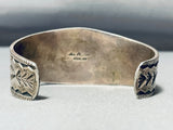 Magnificent Vintage Native American Navajo Morenci Turquoise Sterling Silver Bracelet Signed-Nativo Arts