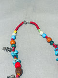 Very Unique Vintage Southwest Vintage Turquoise Sterling Silver Charm Necklace-Nativo Arts