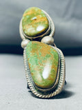 Heaviest Native American Navajo Green Turquoise Sterling Silver Ring-Nativo Arts