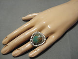 Striking Vintage Native American Navajo Royston Turquoise Sterling Silver Ring Old-Nativo Arts