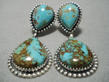 One Of The Best Native American Navajo #8 Turquoise Sterling Silver Earrings-Nativo Arts