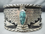 Rare San Felipe Spiderweb Turquoise Sterling Silver Eagle Bracelet-Nativo Arts