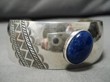 Striking Vintage Navajo Oval Lapis Sterling Silver Native American Bracelet-Nativo Arts