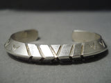 Thick And Sturdy!! Vintage Native American Navajo Triangle Sterling Silver Bracelet-Nativo Arts