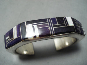 Best Vintage Native American Navajo Julian Arviso Sugulite Sterling Silver Opal Bracelet-Nativo Arts