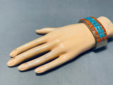 Native American The Best Vintage Harry Morgan Coral Inlay Sterling Silver Bracelet-Nativo Arts