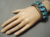 Heavy Classic Authentic Vintage Native American Navajo Turquoise Sterling Silver Bracelet Old-Nativo Arts