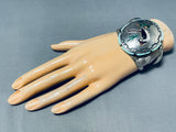 Important Vintage Native American Navajo Roadrunner Turquoise Inlay Sterling Silver Bracelet-Nativo Arts