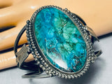 One Of The Best Ever Vintage Native American Navajo Chrysocolla Sterling Silver Bracelet-Nativo Arts