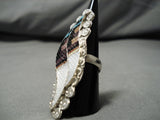 Amazing Vintage Zuni Native American Inlay Turquoise Sterling Silver Ring-Nativo Arts