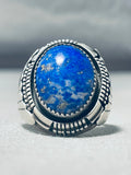 Brilliant Raymond Begay Vintage Native American Navajo Lapis Sterling Silver Ring-Nativo Arts