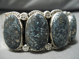 Very Rare Native American Navajo Domed New Lander Blue Turquoise Sterling Silver Bracelet-Nativo Arts