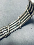 Important Vintage Native American Navajo Feather Coil Turquoise Sterling Silver Bracelet-Nativo Arts