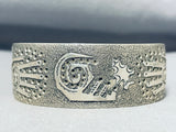 Intriguing Native American Navajo Signed Sterling Silver Hands Textured Bracelet-Nativo Arts