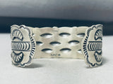 Sensational Native American Navajo Signed Sterling Silver Repousse Large Bracelet-Nativo Arts