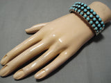 Heavy And Rare!! Vintage Native American Navajo Snake Eyes Turquoise Sterling Silver Bracelet-Nativo Arts