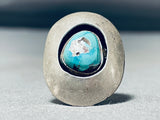 Old Vintage Native American Navajo Shadowbox Sterling Silver Turquoise Ring-Nativo Arts