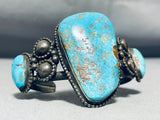 Important Early Vintage Native American Navajo Turquoise Sterling Silver Bracelet Old-Nativo Arts