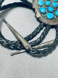 Remarkable Vintage Native American Navajo Sleeping Beauty Turquoise Sterling Silver Bolo-Nativo Arts