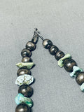 Native American Spectacular Vintage Santo Domingo Kingman Turquoise Sterling Silver Necklace-Nativo Arts