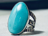 Exceptional San Felipe Kingman Turquoise Sterling Silver Huge Ring-Nativo Arts