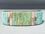 One Of Most Detailed Ever Vintage Native American Navajo Turquoise Sterling Silver Bracelet-Nativo Arts