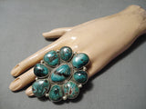 One Of The Biggest Native American Navajo Smokey Bisbee Turquoise Sterling Silver Ring-Nativo Arts