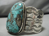 Important Vintage Native American Navajo Blue Thunder Turquoise Sterling Silver Bracelet-Nativo Arts