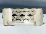 Ornamental Vintage Native American Navajo Signed Sterling Silver Star Stamped Bracelet-Nativo Arts