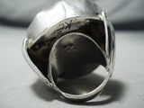 Biggest Best Crazy Vintage Native American Navajo Green Turquoise Sterling Silver Ring-Nativo Arts
